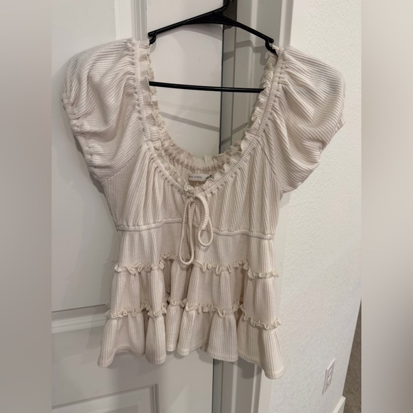 Altar'd State Cream Ruffled Blouse - Picture 1 of 3